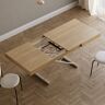 Homary Modern Natural Wood Extendable Coffee Table & Dining Table Rectangle Height Adjustable