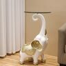Homary White Elephant Side Table in Gold Finish Modern End Table with Clear Glass Tray Top