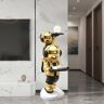 Homary Modern Gold Astronaut Side Table Floor Sculpture End Table with Tray Top