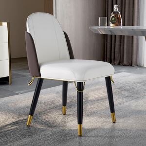 Homary Modern Dining Chairs PU Leather with Upholstered Warm White Dining Room Chairs 4-Pieces