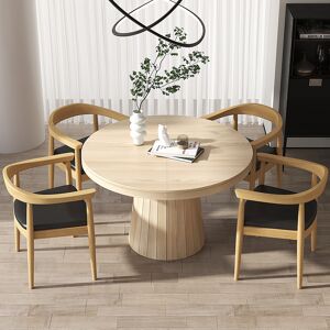 Homary Extendable Dining Table Set 39"-55" Japandi Dining Table & 4 Wood Dining Chairs