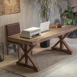 Homary Vintage Style Pine wood Office Writing Desk with Trestle Leg in Natural Farmhouse Home Office Furniture Rectangular (59.1")