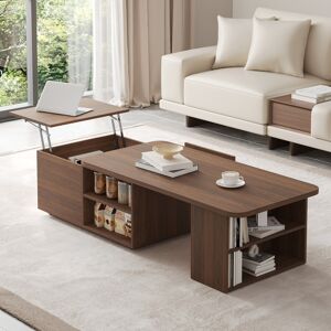 Homary Extendable Lift Top Coffee Table Walnut Living Room Furniture with Storage