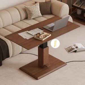 Homary Walnut Lift Top Coffee Table Modern Height-Adjustable Desk for Home and Office