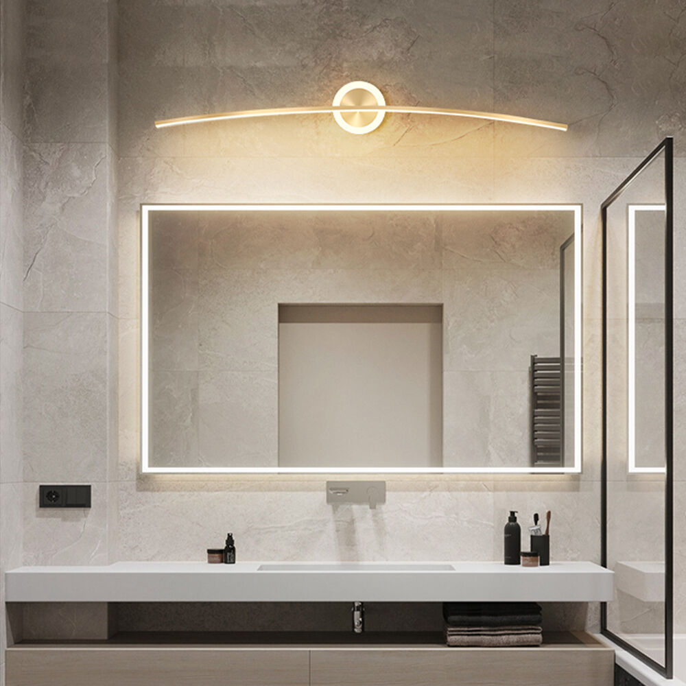 Homary Gold Bathroom Vanity LED Wall Light Modern Wall Sconce with White Silicone Shade