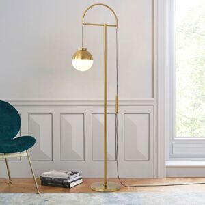 Homary Modern Arc Gold Floor Lamp with White Glass Globe Shade 1-Light