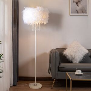 Homary Art Deco Floor Lamp with Feather Shade Standing Lamp for Living Room in White