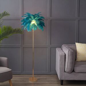 Homary Loftus Art Deco Rose Gold Floor Lamp with Green Feather Shade Tree Standing Lamp
