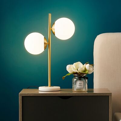 Homary Globeal Gold Modern LED Globe Table Lamp 2 Light White Glass Shade Marble Base Homary Globeal Gold Modern LED Globe Table Lamp 2 Light White Glass Shade Marble Base