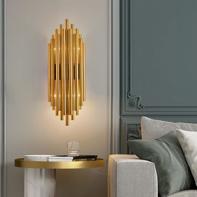 Homary Glam Fluted Gold Wall Sconce 2-Light Flush Mount Wall Lighting Homary Glam Fluted Gold Wall Sconce 2-Light Flush Mount Wall Lighting