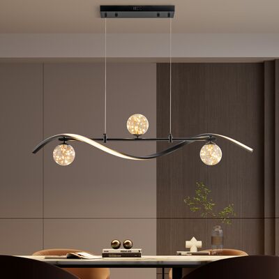 Homary LED Linear Kitchen Island Light – 4-Light Dimmable Black Fixture with Glass Globe Shades Homary LED Linear Kitchen Island Light – 4-Light Dimmable Black Fixture with Glass Globe Shades