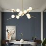 Homary Modern 12-Light Glass Globe Sputnik Chandelier in Brass for Living Room and Bedroom