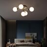 Homary Brass Globe Mini Chandelier Flush Mount Ceiling Light in 5-Light