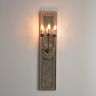 Homary French Candle 3-Light Mirrored Wall Sconce Weathered Wood Panel & Metal