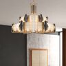 Homary Modern Tiered Chandelier Ceiling Light with Adjustable Height in Black & Gold