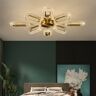 Homary Ovated Brass Semi Flush Mount Light 8-Light LED Ceiling Light Ring Light Fixture in Gold