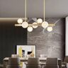 Homary White Globe Shade 7-Light Linear Island Light in Gold