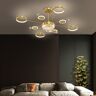 Homary Gold LED Chandelier 9-Light Sputnik Ceiling Light with Crystal Accents