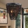 Homary Boho Wooden Bead Chandelier Cascade 3-Light Pendant Light in Matte Black