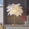 Homary Loftus White Feather Gold Table Lamp Art Deco Beside Desk Lamp for Bedroom