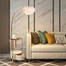 Homary White End Table Feather Overarching Floor Lamp with Wireless Charging & USB Port