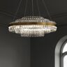 Homary Fixedo Modern Tiered Crystal LED Chandelier in Brass Pendant Light