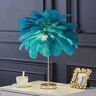 Homary Loftus Art Deco Gold Portable Table Lamp with Green Feather USB Charging & Dimmable