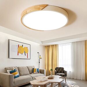 Homary LED Drum Flush Mount Ceiling Light in White Dimmable & Remote Control