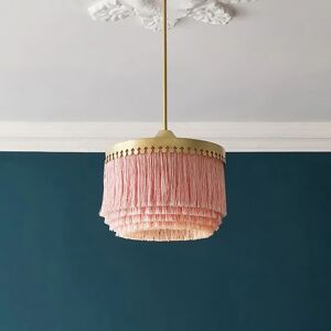 Homary Modern Stylish 1-Light Pink Tassel Pendant Light in Gold Finish