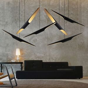 Homary Modern Freely Hanging Single Pendant Light 2-Light Finished in Black & Gold