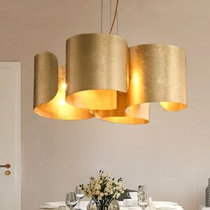 Homary Glam Gold Chandelier 4-Light Drum Pendant Light Unique Scrolled Shape