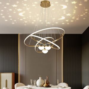 Homary Modern Gold 3-Light LED Chandelier with Remote & Starry Reflection 3 Color Modes Light
