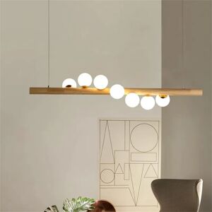 Homary Modern 7-Light Linear Kitchen Island Pendant with Glass Globe Shades