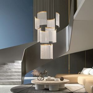 Homary 11-Light Gold Entryway Foyer 3-Tiered LED Chandelier Modern Hotel Hollow Pendant Light