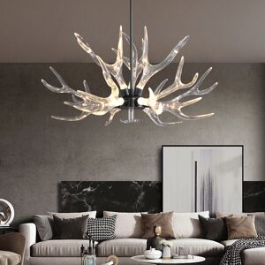 Homary 9-Light Antler Chandelier Matte Black Iron Finish 32.3" x 16.9"