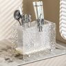 Homary Utensil Crock Holder White & Transparent Acrylic Water Ripple for Kitchen Modern