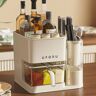 Homary Spice Seasoning Jar & Rack Set with Knives Organizer Holder & Storage in Beige