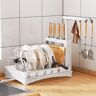 Homary Stainless Steel Dish Drainer Pot Rack with Drainage Plate Knife Block Rotating Hooks