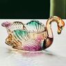 Homary Glass Swan Fruit Bowl Iridescent Transparent Basket Colorful Snack Tray Plate Decor