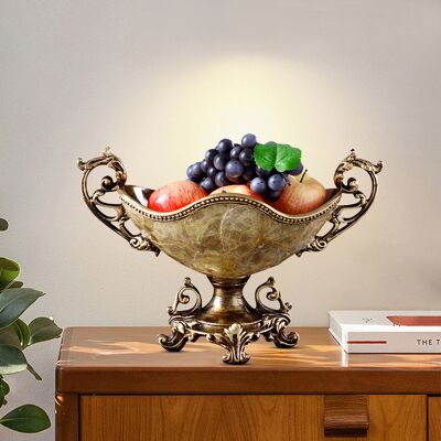 Homary Shellium Brown Fruit Basket Decorative Bowl Resin & Shell Snack Tray Homary Shellium Brown Fruit Basket Decorative Bowl Resin & Shell Snack Tray
