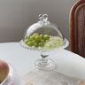 Homary Clear Glass Fruit Serving Tray Stand with Love-shaped Cover Round  Food Snack Server with Glass Dome