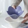 Homary Set of 2 Ceramic Origami Fruit Bowls Decor Plates in White & Purple
