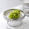 Homary White Fruit Basket Round Decorative Bowl Ceramic & Metal Snack Serving Tray