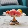 Homary Glass Fruit Basket Decor Bowl Serving Tray with Base in Gold