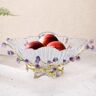 Homary Glass Branch Fruit Bowl Basket Decor Serving Tray in Gold & Purple