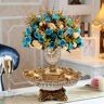 Homary 2 Tiered Gold & White Fruit Basket Glam Plate with Removable Vase Resin Snack Tray Decor