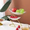 Homary 2 Tier Gold Glass Fruit Bowl Snack Plate Tray Dessert Stand Decor Vegetables Basket