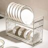 Homary 2 Tier Kitchen Dish Drying Rack Pullout Drainer Tray Bowl Storage Water Ripple Acrylic