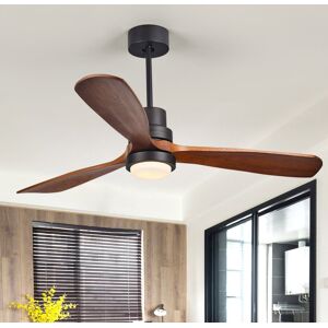Homary 52" LED Ceiling Fan Light with 3 Blades & Glass Shade & Remote Control in Black & Walnut