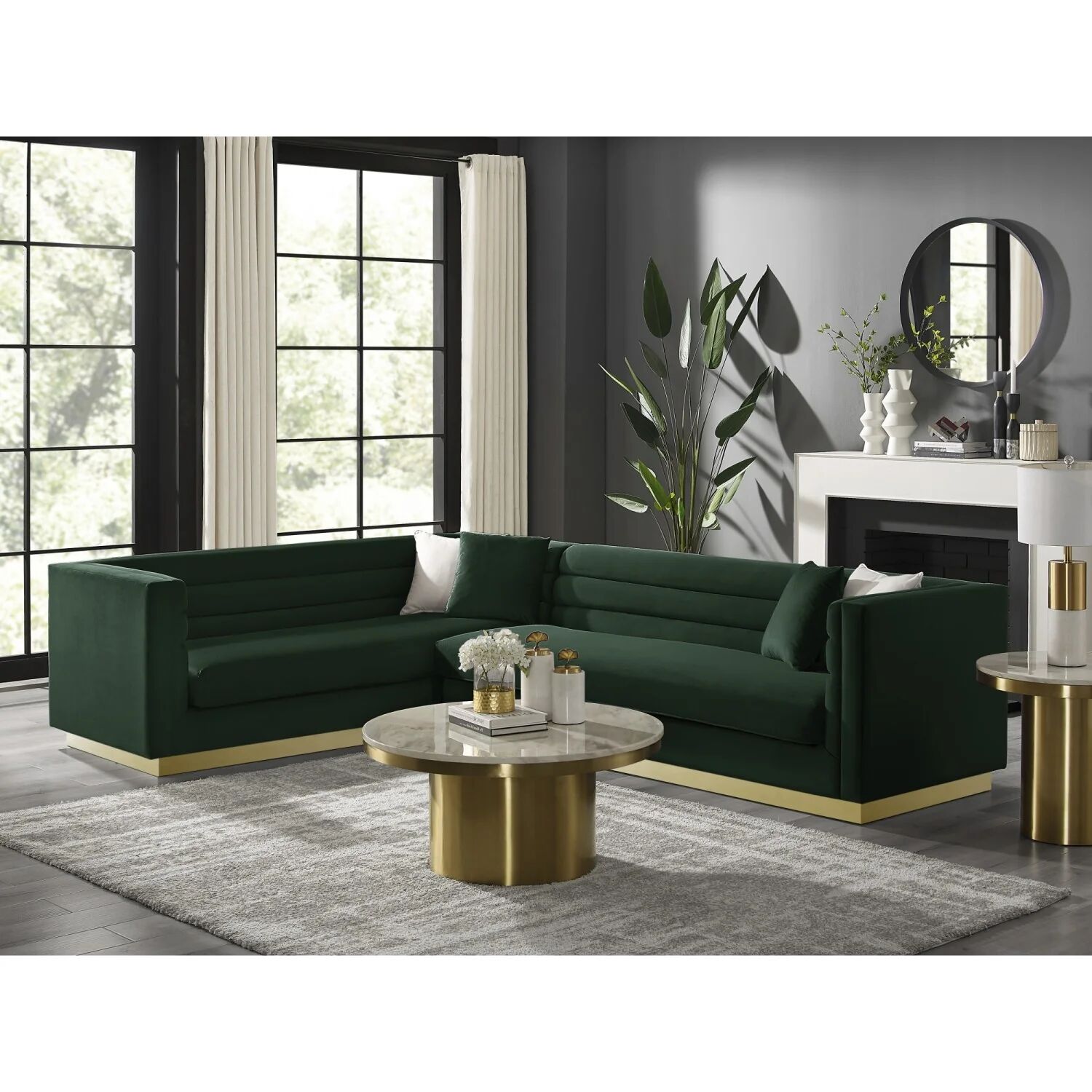 Inspired Home Anniston Corner Sectional Sofa